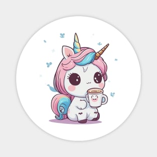 Cute unicorn with coffee Magnet